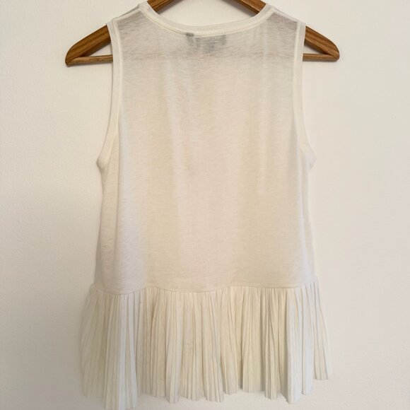 THEORY SHEER IVORY DRAPY PLEATS PEPLUM TOP -SIZE SMALL - Picture 6 of 7